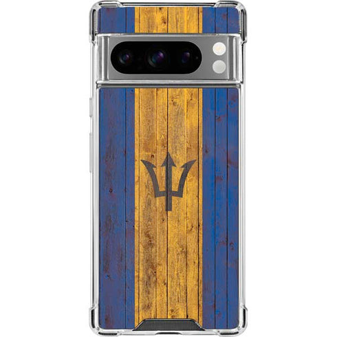 Barbados Flag Dark Wood Google Pixel 8 Pro Clear Case